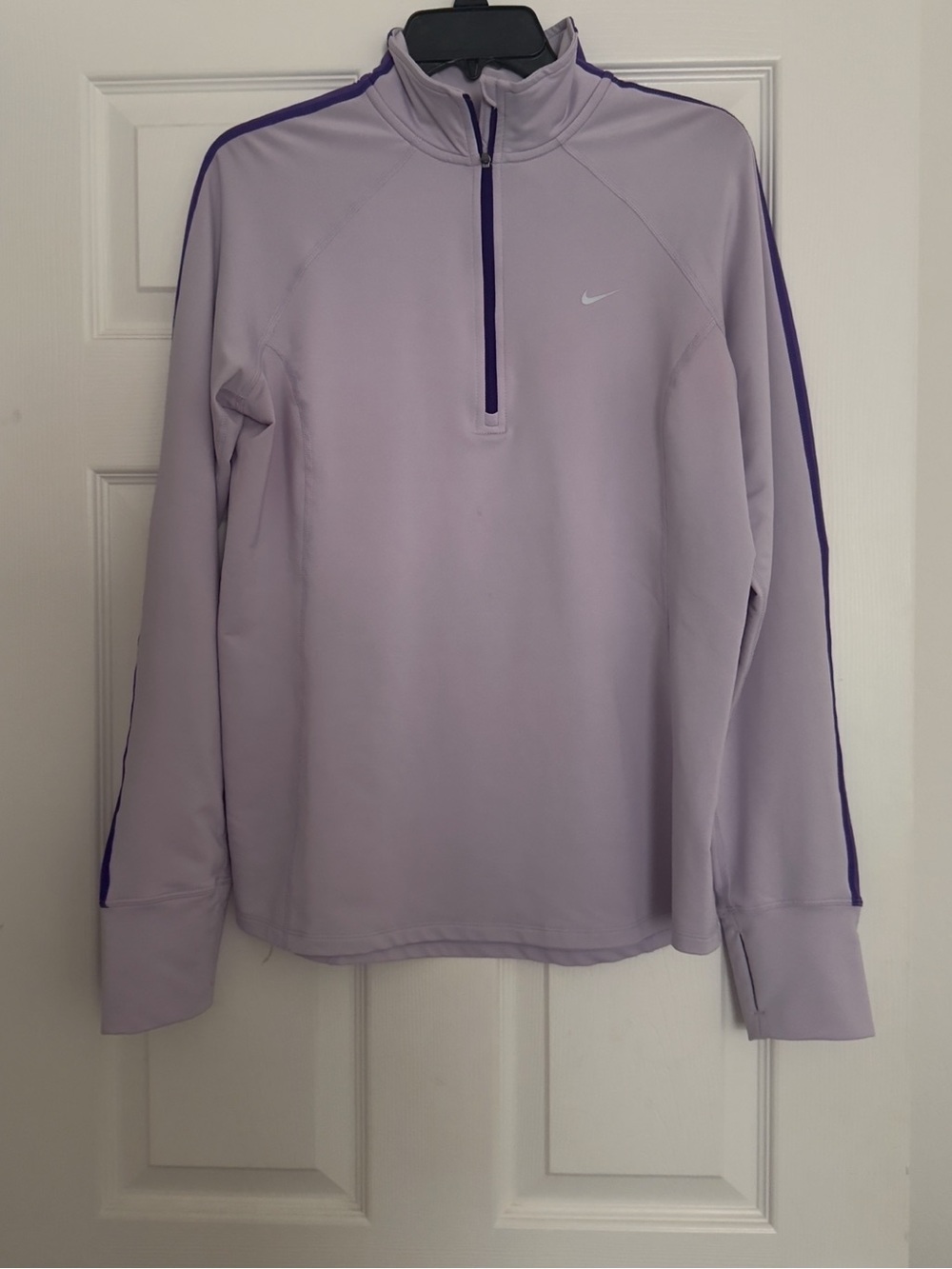 Nike Running Dri-Fit Light Lavender Quarter-Zip Pullover with Purple Trim